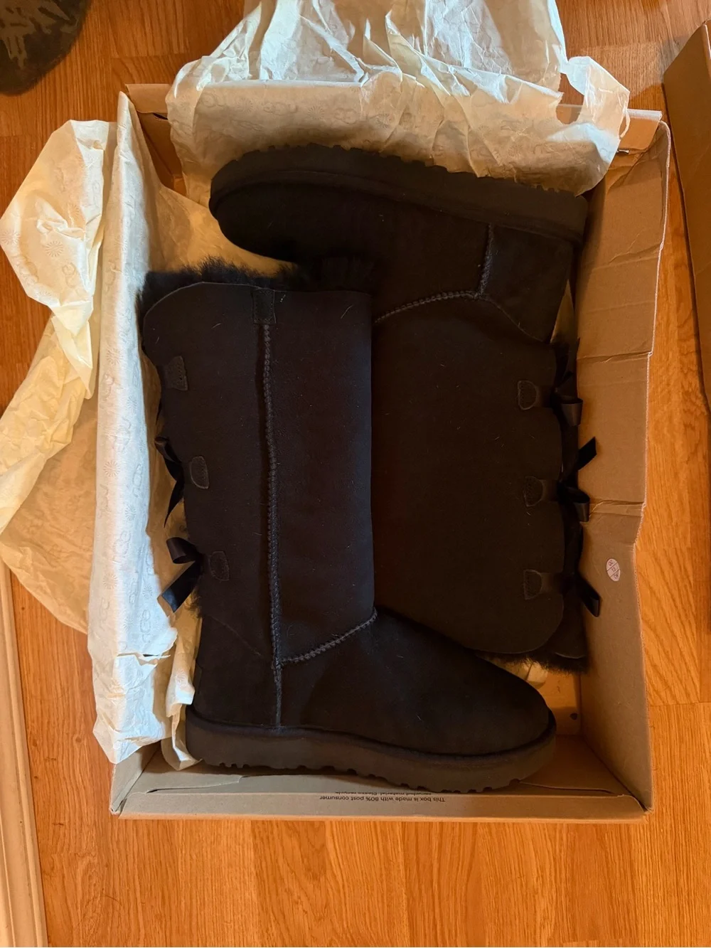 UGG Bailey Bow Tall II Black NIB size 7